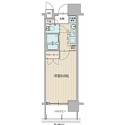 名古屋市営鶴舞線 原駅 徒歩1分の賃貸マンション 12階1Kの間取り