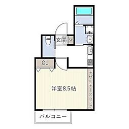 名古屋市営鶴舞線 塩釜口駅 徒歩5分の賃貸アパート 2階1Kの間取り