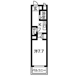 名古屋市営東山線 今池駅 徒歩7分の賃貸マンション 8階1Kの間取り