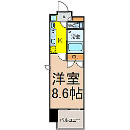 名古屋市営東山線 今池駅 徒歩5分の賃貸マンション 12階1Kの間取り