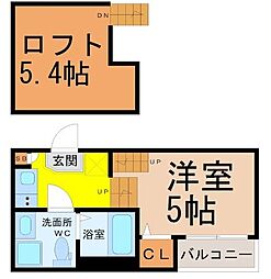 名古屋市営名城線 矢場町駅 徒歩5分の賃貸アパート 2階1SKの間取り