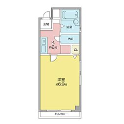 名古屋市営東山線 池下駅 徒歩2分の賃貸マンション 2階1Kの間取り