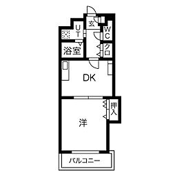 レジデンスカープ今池 1DKの間取図画像