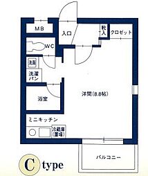 レジデンスカサブランカ 1Kの間取図画像