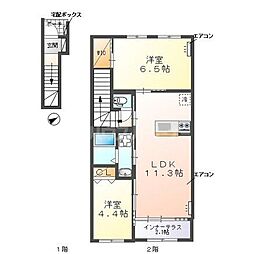 エターナルプレイス 2階2LDKの間取り