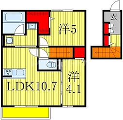 フローラ 2階2LDKの間取り
