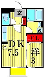 シェル・ドゥ 1階1LDKの間取り