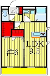 サニーテラス 1階1LDKの間取り
