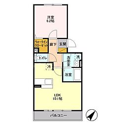 ロイヤルソフィア 2階1LDKの間取り