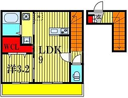 チェリーブルーム豊四季 2階1LDKの間取り