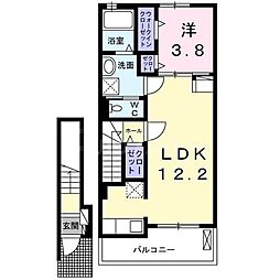 ルピナス 2階1LDKの間取り