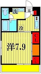 リブリ・リヴェール南流山 3階1Kの間取り