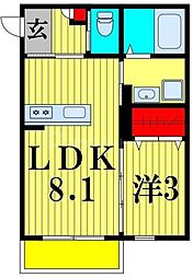 robot home 北柏 3階1LDKの間取り