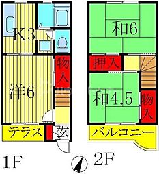 テラスオオヌキA棟 2階3Kの間取り