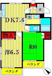 ストークプラザ・Ｓ 2階2DKの間取り