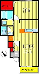 フレシールII 1階1LDKの間取り