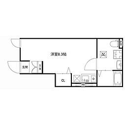 ＭＱｕａｒｔｏ梅郷I 1階ワンルームの間取り