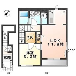 レジデンス 2階1LDKの間取り