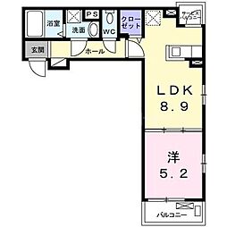ル・リアン柏の葉II 3階1LDKの間取り
