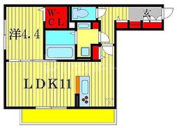セジュール柏の葉 1階1LDKの間取り