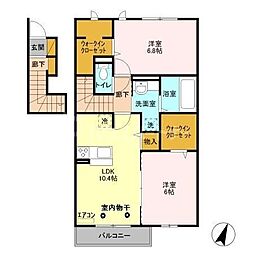 メゾンレーヴ 2階2LDKの間取り