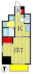 ラフィネ柏 7階1Kの間取り