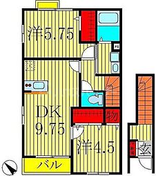 ボンヌール　マキ 2階2DKの間取り
