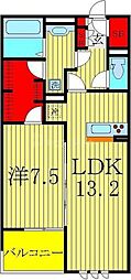 リシェス2 1LDKの間取図画像