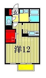 クロスクローバー ワンルームの間取図画像