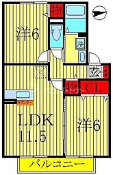 ヴィラ・エスペランサA 2LDKの間取図画像