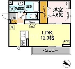 AXIS南流山 1LDKの間取図画像