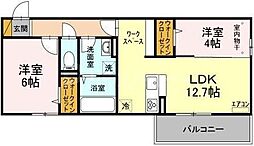 PIECEWOOD2 2LDKの間取図画像