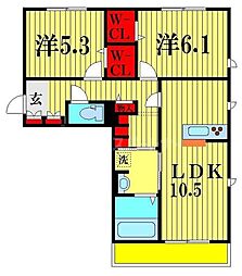 ベリーナ 2LDKの間取図画像