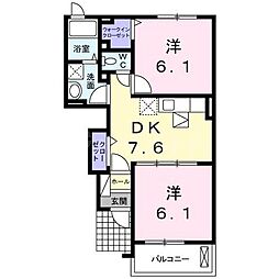 モデルノパレス2 2DKの間取図画像