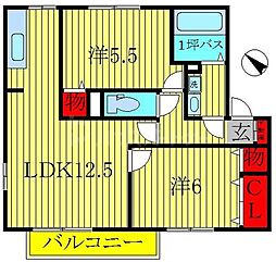 リュミエール 2LDKの間取図画像