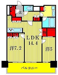 パークシティ柏の葉キャンパスザ・ゲートタワーウエスト 2LDKの間取図画像