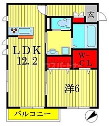 プラスリンガーデン 1LDKの間取図画像