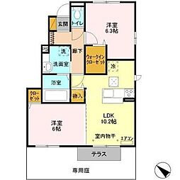 タウンコート 2LDKの間取図画像