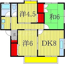 クレールメゾン 3DKの間取図画像