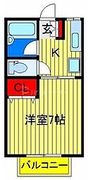 オーディーン寿 1Kの間取図画像