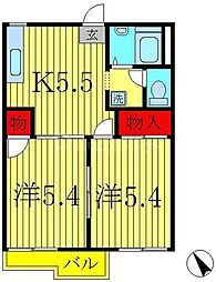 コーポ藤 2DKの間取図画像