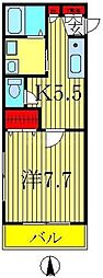 コンブリオ柏 1Kの間取図画像