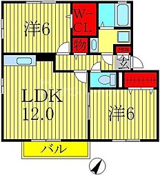 マ・シェリ 2LDKの間取図画像