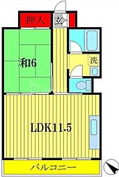 山口マンション 1LDKの間取図画像