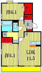 カシータ2 2LDKの間取図画像