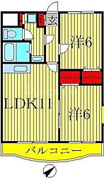 ブライトステージ南柏 2LDKの間取図画像