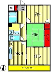 マンション豊四季 3DKの間取図画像