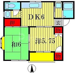 Y'sフローネ 2DKの間取図画像