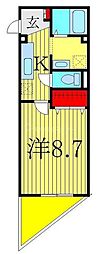 プレシア 1Kの間取図画像