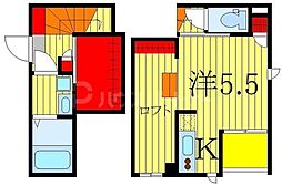 CB北柏グランディール 1Kの間取図画像
